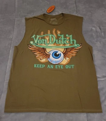Von Dutch - Camiseta Manga Menos - Marrón Oliva - Talla Grande - Totalmente Nueva Con Etiquetas Foto 1 de 4