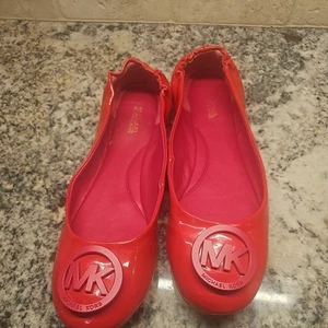 Michael Kors Lindsay Ballet All Red Leather Flats Size 9.5M no box - Picture 1 of 5