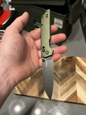 Cuchillo de acero plegable D2 de aluminio verde OD Kershaw Mini Iridium DuraLock OD 2051ROLBW Foto 1 de 4