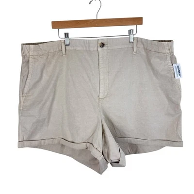 Pantalones Cortos Chinos Old Navy Nuevos con Etiquetas Everyday Algodón Tostado Crema Puños Cintura Elástica 4X Foto 1 de 4