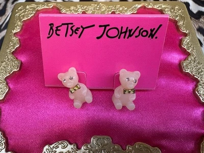 Betsey Johnson Vintage Candyland Small Pink Gummy Bear Earrings VERY RARE - Image 1 of 2