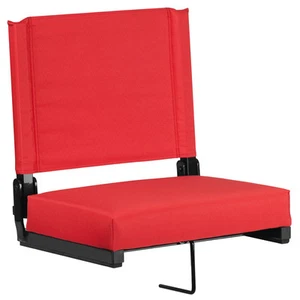 Silla de estadio plegable con asiento grueso ultra acolchado en rojo y gancho blanqueador - Imagen 1 de 6