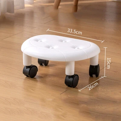Faux Leather Short Stool Children's Bedroom Universal Wheel Plastic Bench - Image 1 of 4