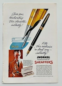 1959 SHEAFFER'S SNORKEL FOUNTAIN PEN MAGAZINE AD ADVERTISEMENT - Picture 1 of 1