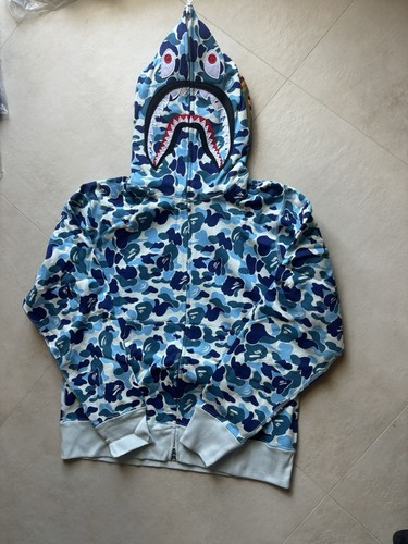 A BATHING APE (BAPE) felpa con cappuccio e zip intera bape ciano mimetico squalo