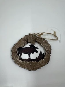 Moose Log Christmas Ornament - Picture 1 of 2