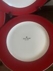 Kate Spade Rutherford Circle Red by Lenox Dinner Plates 11 3/8 in Set of 4 NEW