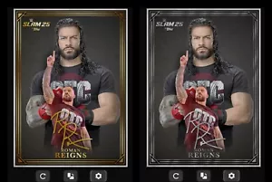 JUEGO DE 2 CARTAS TOPPS WWE SLAM DIGITAL REINADOS ROMANOS RETRATOS ORO SÚPER RARO+RARO - Imagen 1 de 1