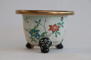 Japanese Bonsai Orchid Omoto Pot φ4.1"(10.5cm) Flower Painted by SEIZAN R053 - Picture 1 of 7
