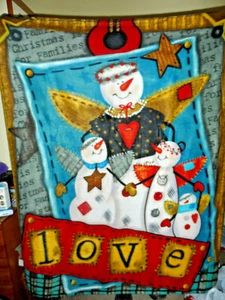 NEW Snowman Angels Family SOFT Fleece Throw Blanket Christmas Holiday Decor GIFT - Picture 1 of 9