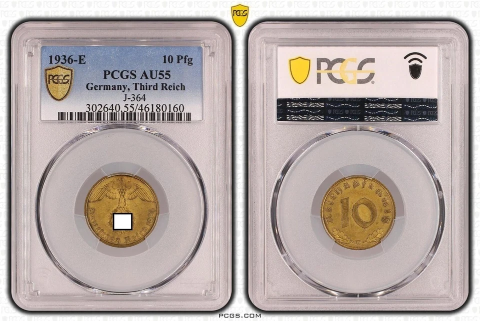 10 Pfennig 1936 E PCGS Certified PCGS AU55 93265 - Image 1 of 1