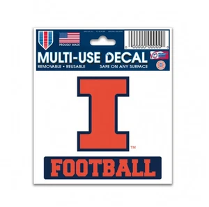 CALCOMANÍA DE FÚTBOL DE LA UNIVERSIDAD DE ILLINOIS, 3" X 4", EXTRAÍBLE REUTILIZABLE - Imagen 1 de 1