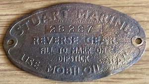 Stuart Marine Reverse Gear Compliance Plate 28287 Use Mobiloil 70 x 40mm approx - Picture 1 of 2