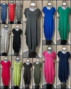 Ladies Womens Summer Parachute Panel Plain Cap Sleeve Italian Comfy Dress - Picture 1 of 29
