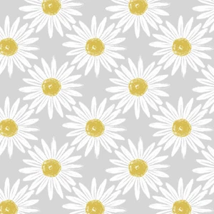 Oilcloth Tablecloth Large Grey,White,Yellow Daisy Flower Coated Cotton Wipeclean - Picture 1 of 2