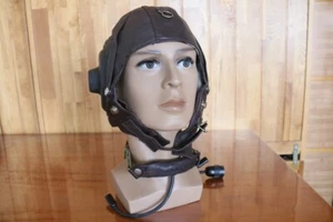 Frühe chinesische Luftwaffe MiG-15 Pilot Lederhelm (3#/57), Kehlmikrofon - Bild 1 von 12