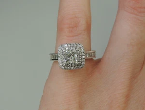 Neil Lane Designer 14kt Gold 2ct tw 5.3 Grams Princess Double Halo with Diamond - Picture 1 of 15