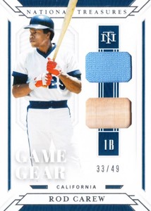 2019 Panini National Treasures Baseball Rod Carew Game Gear Material Dual 49 /33