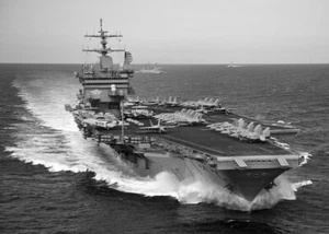 USS Enterprise Aircraft Carrier Ship Navy Atlantic Photo Poster Print B&W - Picture 1 of 1