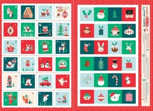 Dashwood Studios Wonderful Christmas Time Cotton Advent Fabric Panel Santa Robin - Picture 1 of 10