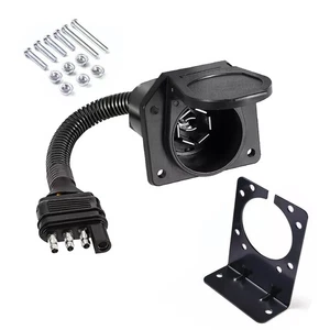 Flat 4 Pin Flat to 7 way Blade Trailer Adapter 12V Plug Bracket For Camper ect - Picture 1 of 10