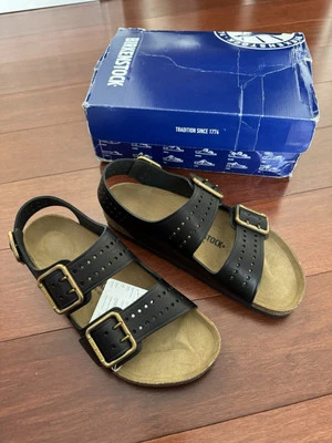 Birkenstock Hombres Cuero Milano Negrita Hebilla Sandalias Negro UE 46 EE. UU. 13-13,5 Foto 1 de 4