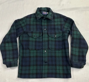 VTG 60s Pendleton Heavy Wool Plaid Flannel Button Shirt Jacket Shacket Size S - Picture 1 of 18