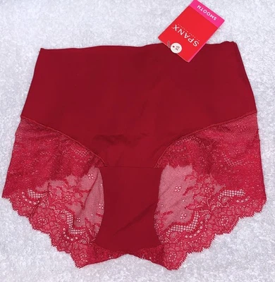 Calcinha feminina SPANX Undie-Tectable vermelha pop renda hipster quase nada tamanho XS - Imagem 1 de 4
