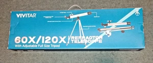 Vivitar TEL50600 60X/120X Telescope Refractor with Tripod Black Open Box New - Picture 1 of 2