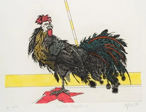 C. BIANGA (1930-2015), Gallo de agresión positiva, figura completa,, 1977, rueda. - Imagen 1 de 5