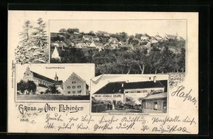 AK Oberelchingen, Klosterbrauerei und Gasthof von J. Eisenlauer, Klosterkirche - Bild 1 von 2