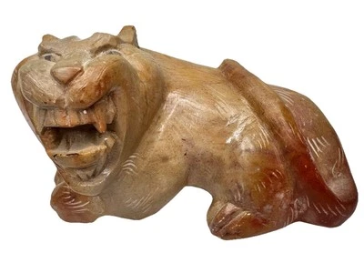 Antigua figura estatua china tallada a mano tigre de tardío período Qing   Foto 1 de 4