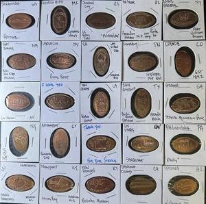 LÄNGLICH GEPRESSTE CENT / PFENNIGE: Lot von 25 IN FLIPS; ZOO, GESCHICHTE, PARKS #7 - Bild 1 von 1