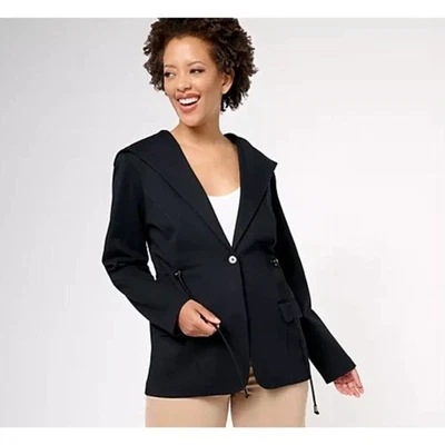 Chaqueta Isaac Mizrahi Live para mujer talla 22W Elements tejido elástico negra A609958 Foto 1 de 4