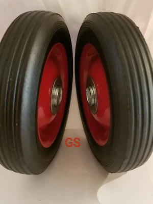 AJW 2pc 6" Replacement Solid Hard Rubber Tire Wheel or Dolly Hand Cart Lawn Mower