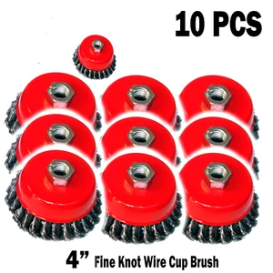 Neu 10 STCK. 4"x5/8" Knoten-Typ feiner Draht Topf Schwerlast Bürste passt 4-1/2" Winkelschleifer - Bild 1 von 3