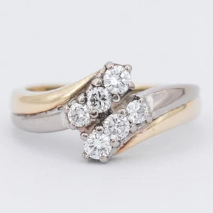 Gr. 58 - Vintage Bicolor Diamant 0,60 ct. Brillant Si/G Damenring Gold 585/14K - Bild 1 von 10