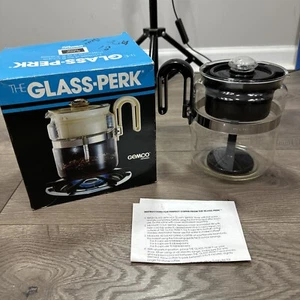 Vintage Gemco Glass-Perk Black Stove Top Coffee Pot Original Box 4-8 Cups USA - Picture 1 of 7
