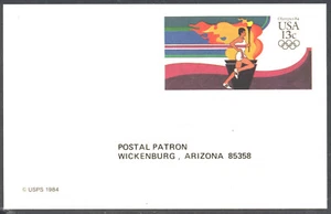 Scott UX102-The 1984 13¢ Runner Carrying Olympic Torch Postal Card-Used, No cxl - Picture 1 of 1