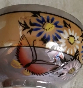 Taza de té Luster Ware flores azules melocotón mariposa - Imagen 1 de 7