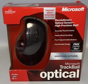 Microsoft Trackball Optical Mouse 1.0 USB Mouse Tested Cleaned - Picture 1 of 10