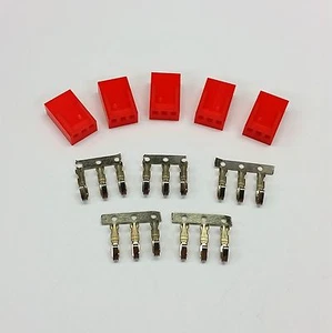 PK OF 5 - FEMALE 3 PIN FAN POWER CONNECTOR - RED INC PINS - Picture 1 of 4