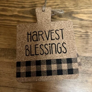 Primitive 4 Buffalo Checked Coaster Set Harvest Fall New Cork - Picture 1 of 5