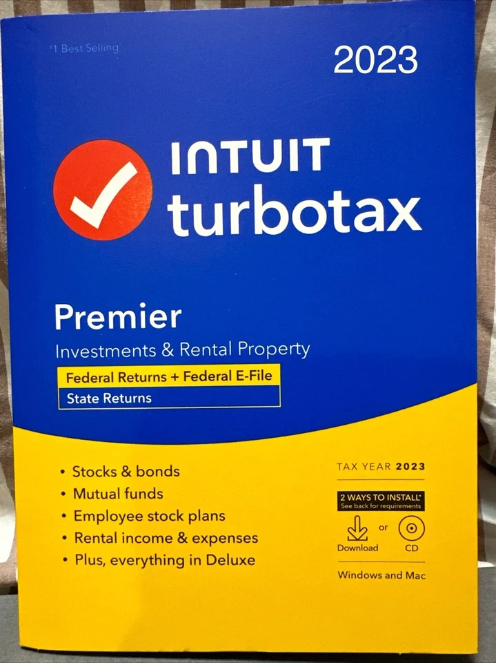 TurboTax Premier 2023 Federal + E-file + State For PC/Mac Disc Or Download