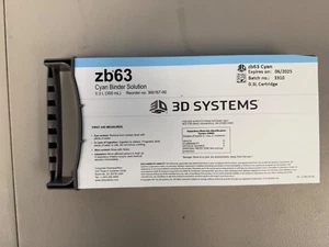 3D Systems Cyan Binder Solution 0.3L Cartridge for ZPrinter 650 Projet zb63 - Picture 1 of 1