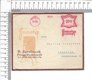 1928 Cover des Francotyp B. Jarolimek Prag Freistempel Ceskolovensko 200 ; 61287 - Bild 1 von 2