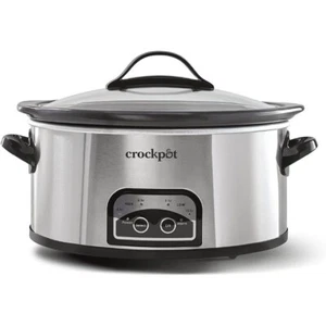 Crockpot One Touch Control 6 cuartos de galón fácil de limpiar olla de cocción lenta programable acero - Imagen 1 de 11