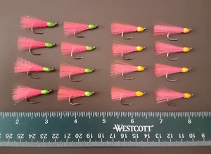 16 Pompano Jig Teasers - Pink with Green and Yellow Thread Head - Picture 1 of 8