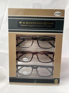 NIB +1.50 Box Set 3 Pairs M By Max Studio Reading Glasses Readers - Picture 1 of 13
