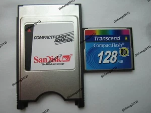Transcend 128MB 80X Compact Flash +ATA PC card PCMCIA Adapter JANOME Machines - Picture 1 of 2